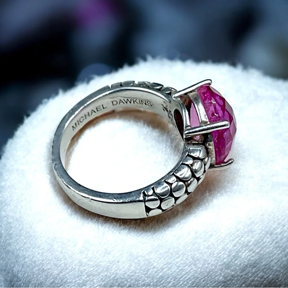 🌺Michael Dawkins Sterling & Pink Sapphire Ring - Picture 8 of 11